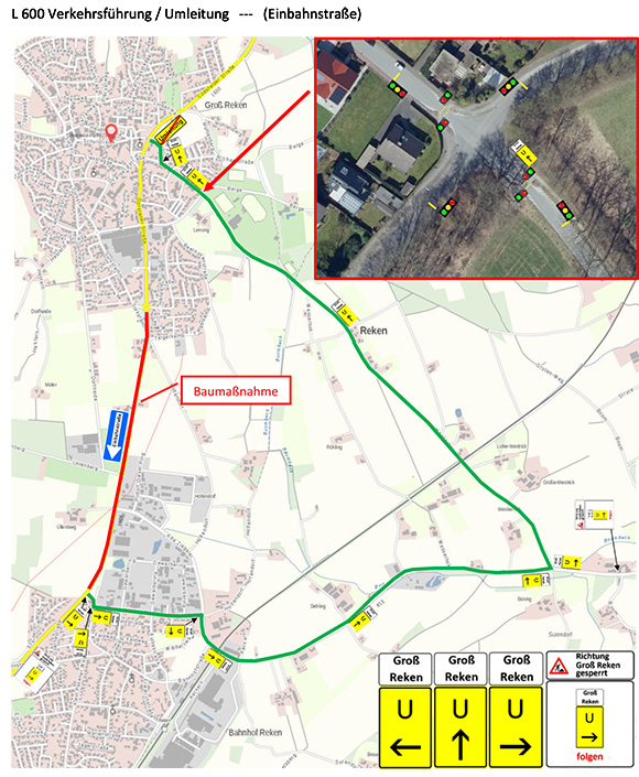 L600 Verkehrsfuhrung Umleitung Einbahnstraße