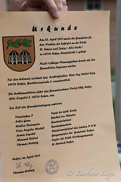 Alte Kirche Reken Sakristei Urkunde